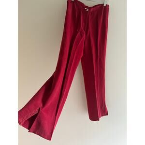 Susan Bristol Silk & Linen Dress Pants Lace Ankle Detail True Red Size 10 JL